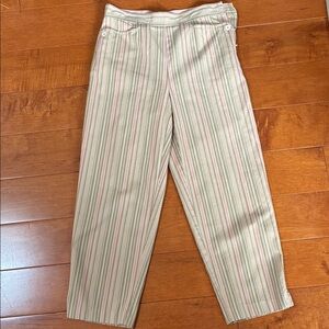 Talbots Beige and Pink Striped Capri Pants Size 4